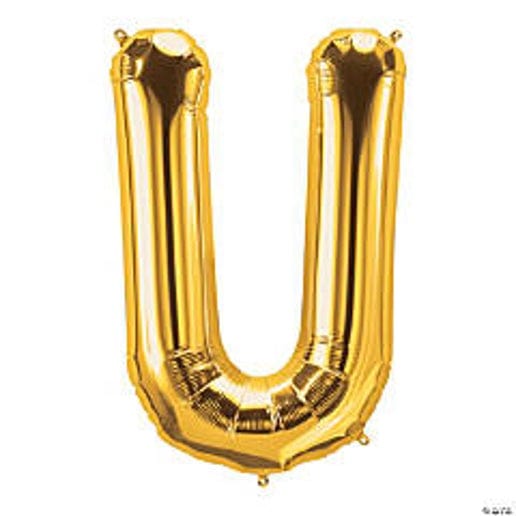 Gold Letter U Foil Balloons for party decorations