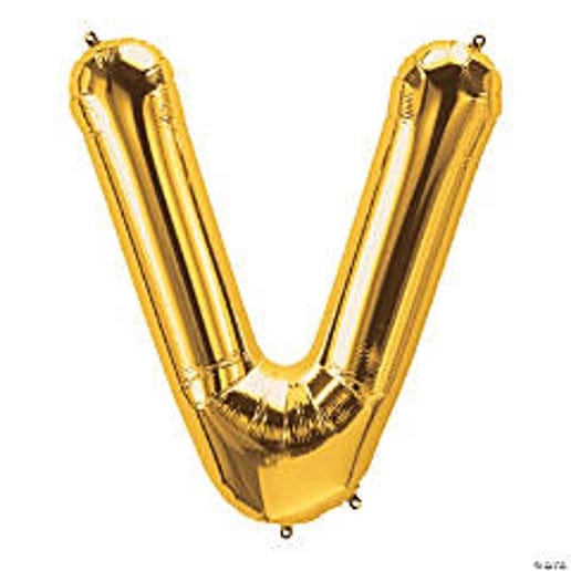 Gold Letter V Foil Balloons for party decorations