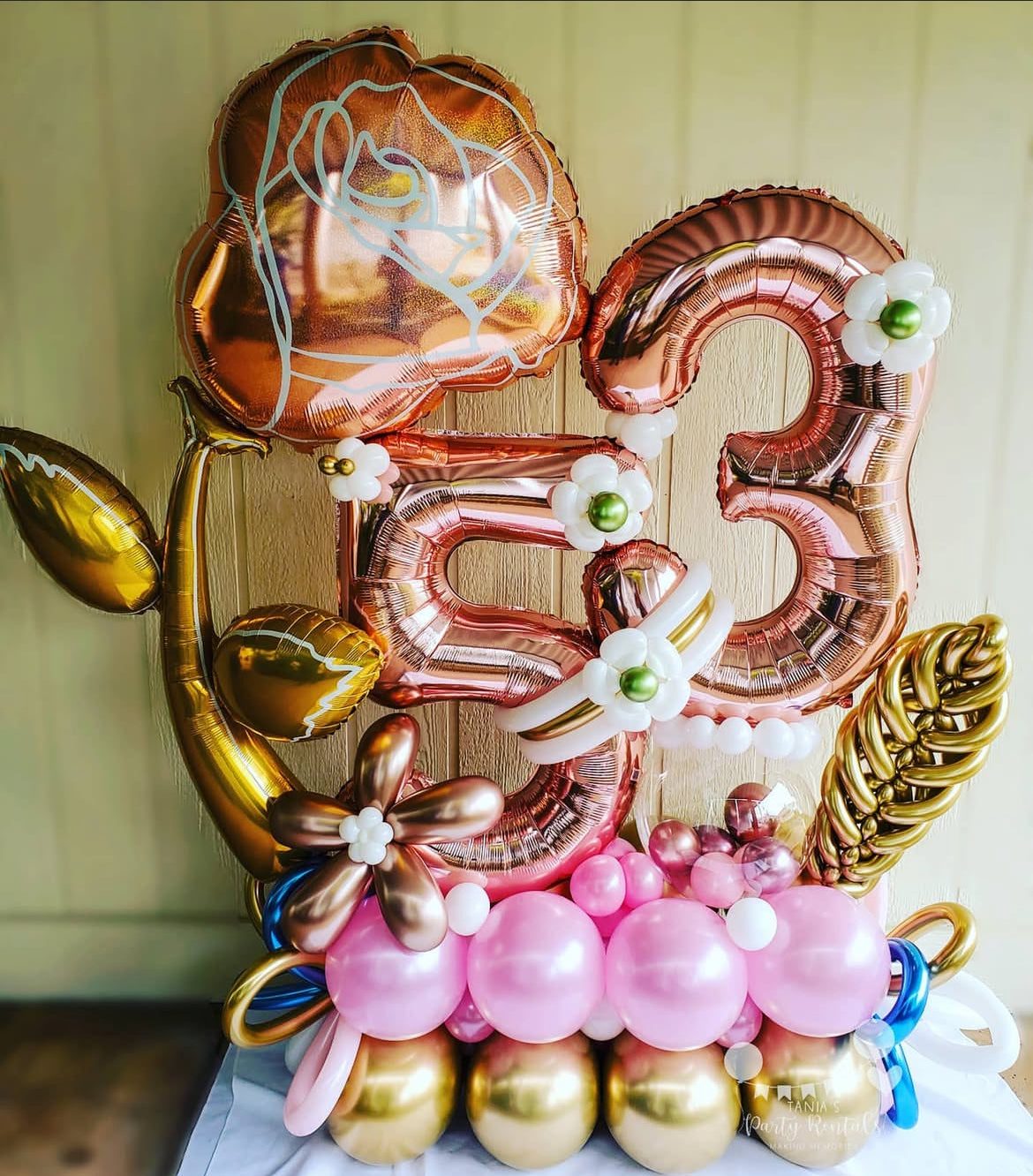 Rose Birthday Balloon Bouquet for party decorations