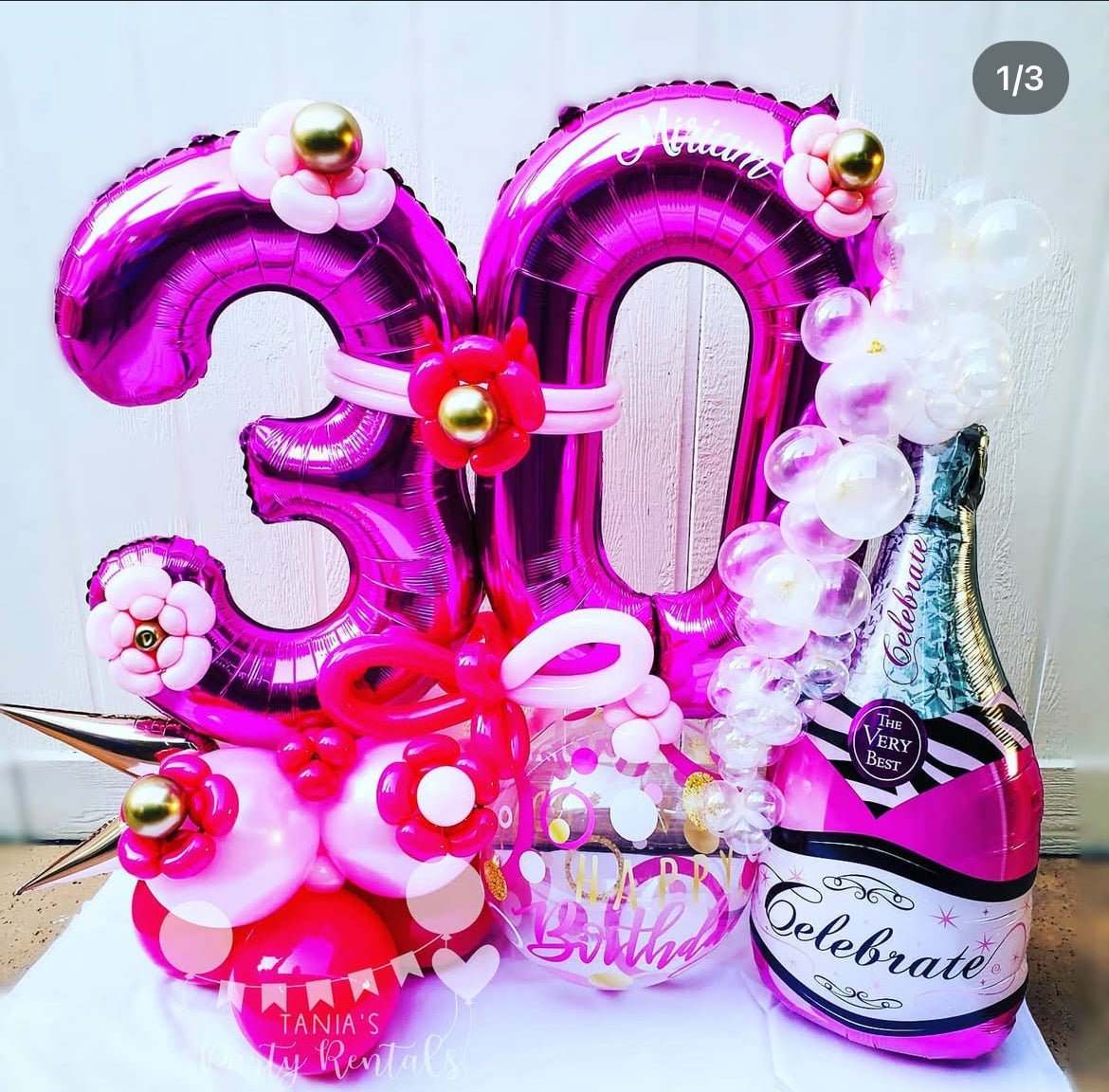 Champagne Bottle Birthday Balloon Bouquet for party decorations