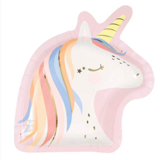 Unicorn-shaped balloon with a colorful design on a white background