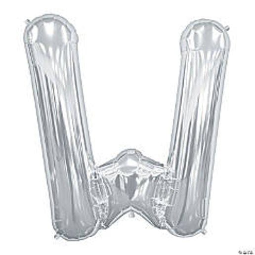 Silver Letter W Foil Balloons for party decorations
