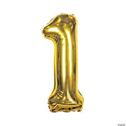 Gold Number 1 Foil Balloons or party decorations