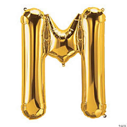 Gold Letter M Foil Balloons or party decorations