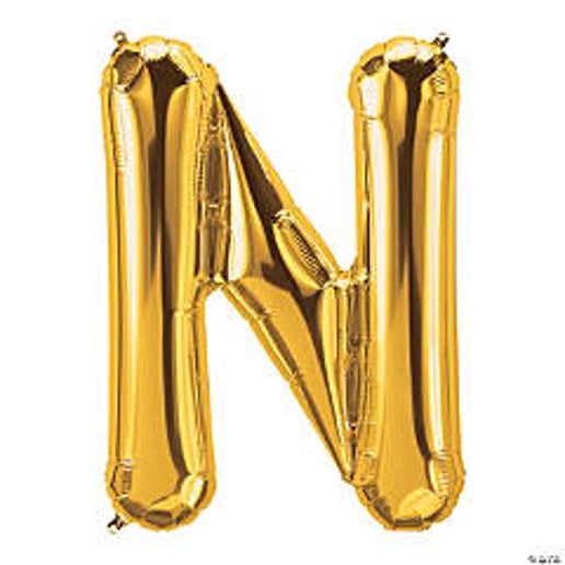 34” Gold letter N