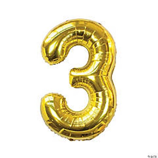 Gold Number 3 Foil Balloons for party decorations