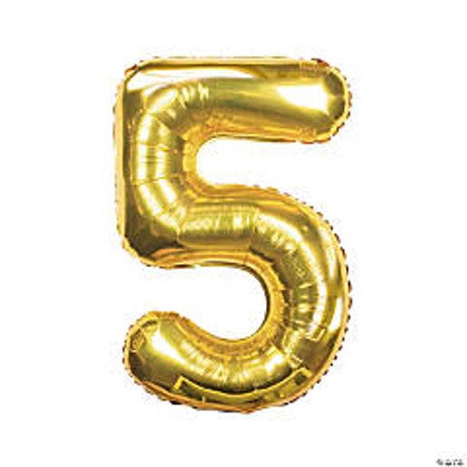 Gold Number 5 Foil Balloons for party decorations