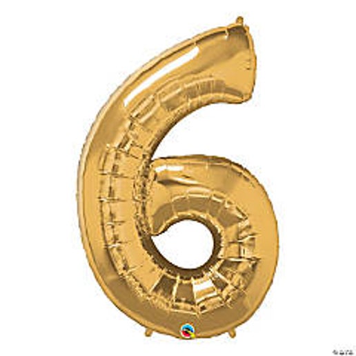 Gold Number 6 Foil Balloons for party decorations