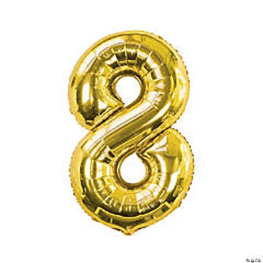 Gold Number 8 Foil Balloons for party decorations