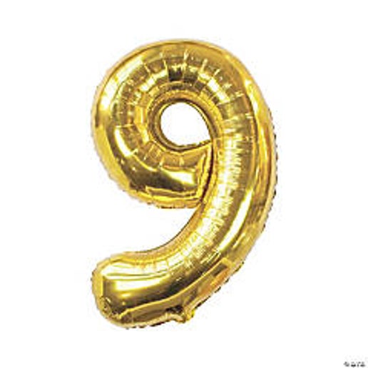 Gold Number 9 Foil Balloons for party decorations