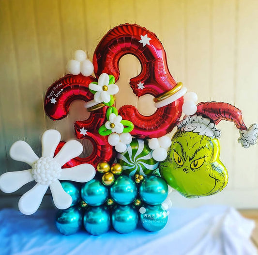 Christmas themed balloon bouquet for party decorations