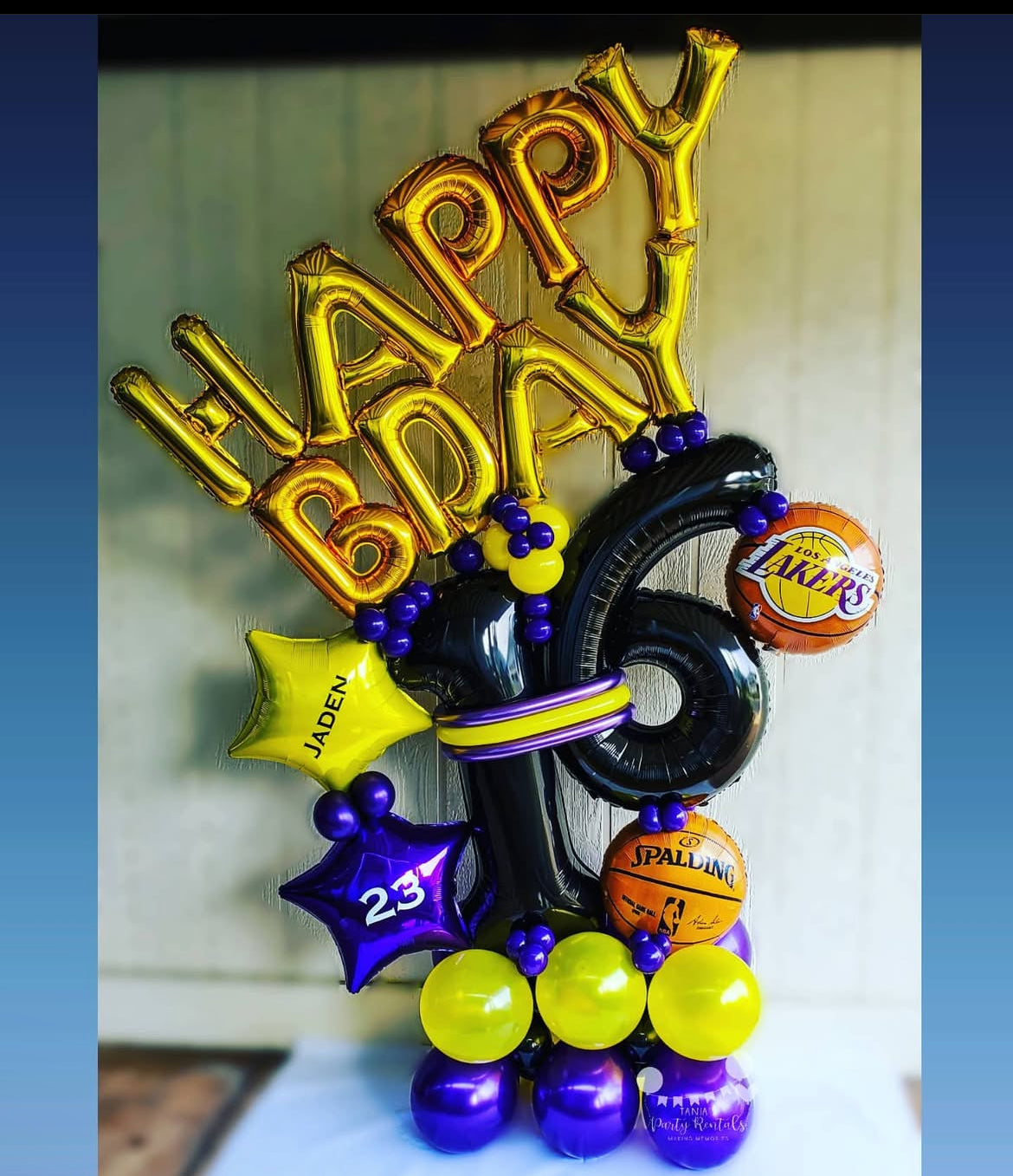 Lakers Balloon Bouquet for party decorations