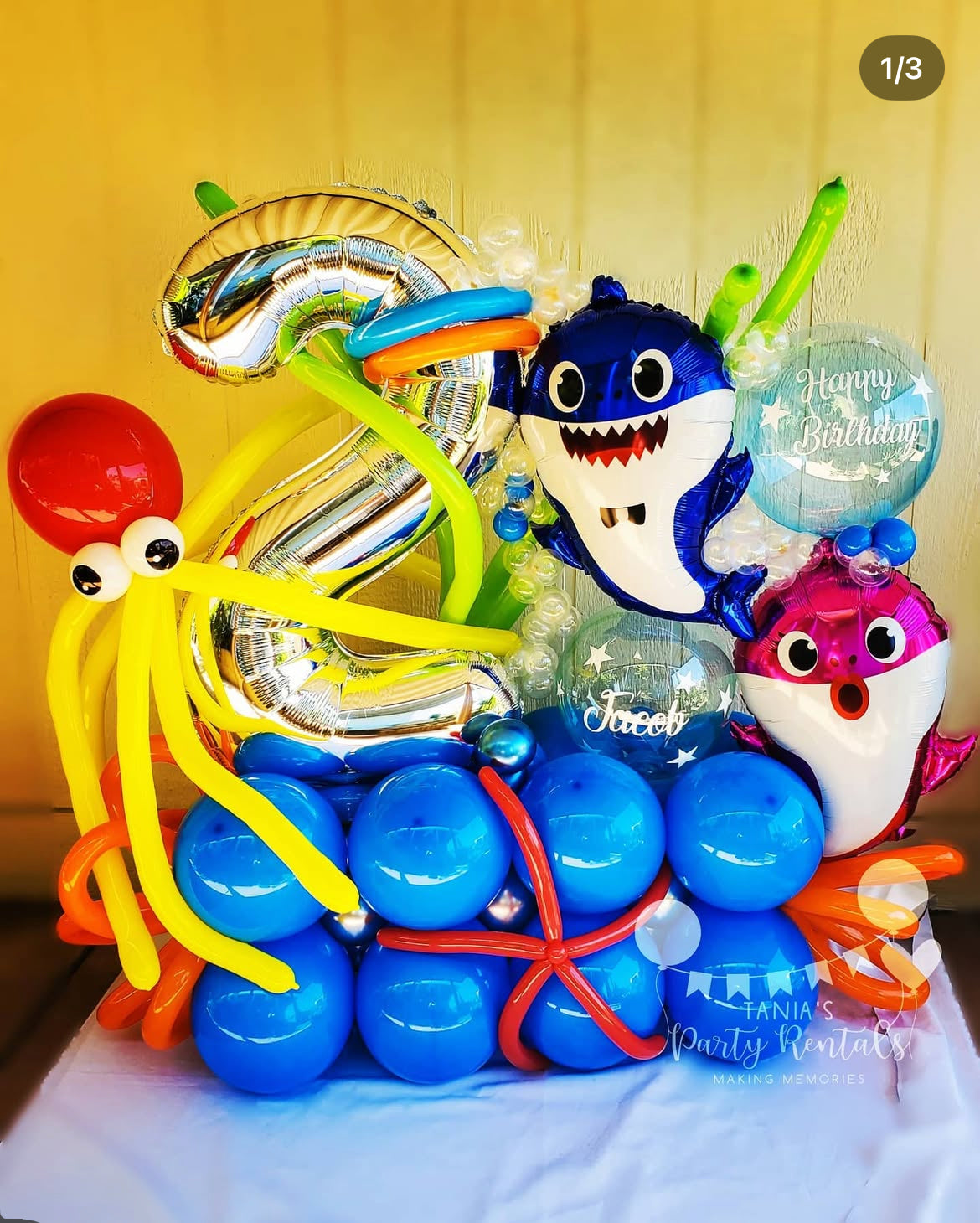 Baby Shark Balloon Bouquet for party decorations