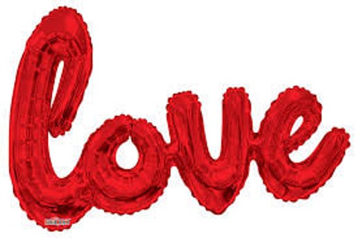 Red Love Script Foil Balloons for party decorations