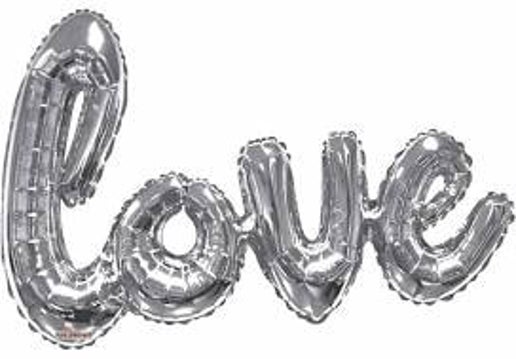 “Love” Script Balloon - 36” - Silver