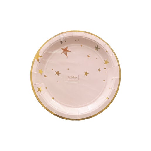 Baby Pink & Gold Star paper Plates 8CT