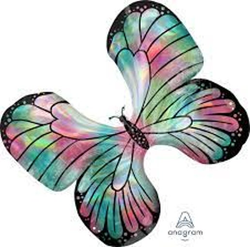 Rainbow Holographic Butterfly Balloon