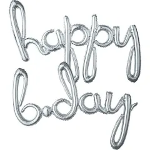 Script Phrase “Happy Bday” Silver