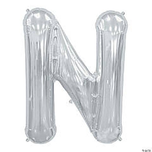 Silver Letter N Foil Balloons for party decorations