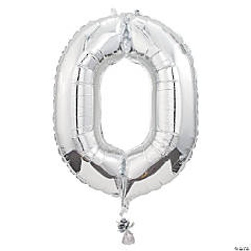 Silver Number 0 Foil Balloons for party decorations