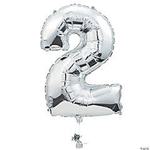 Silver Number 2 Foil Balloons for party decorations