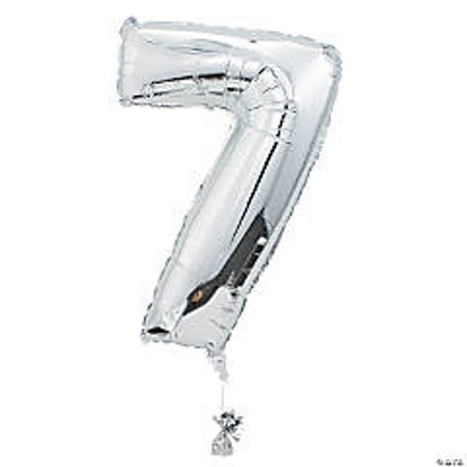 Silver Number 7 Foil Balloons for party decorations