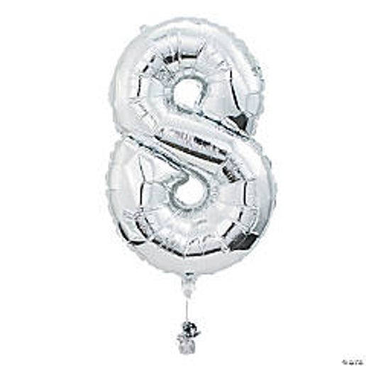 Silver Number 8 Foil Balloons for party decorations