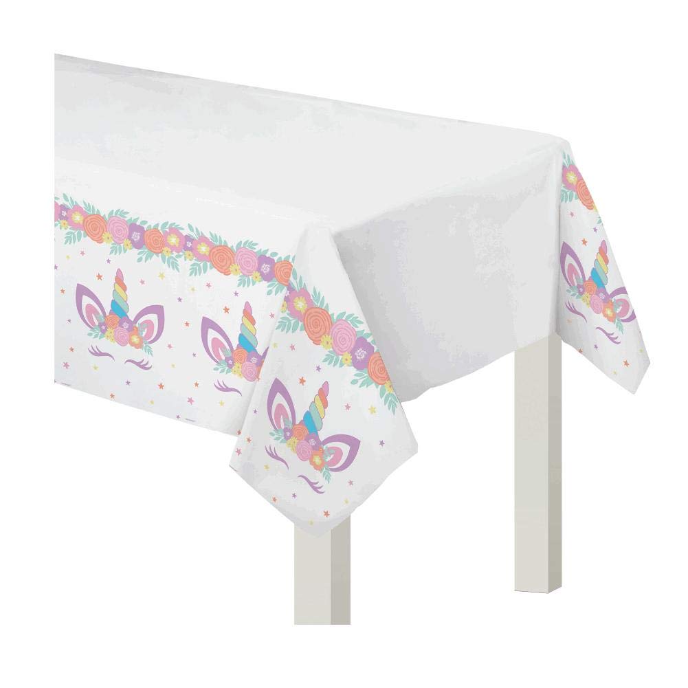 Tablecloth with unicorn design on a white background