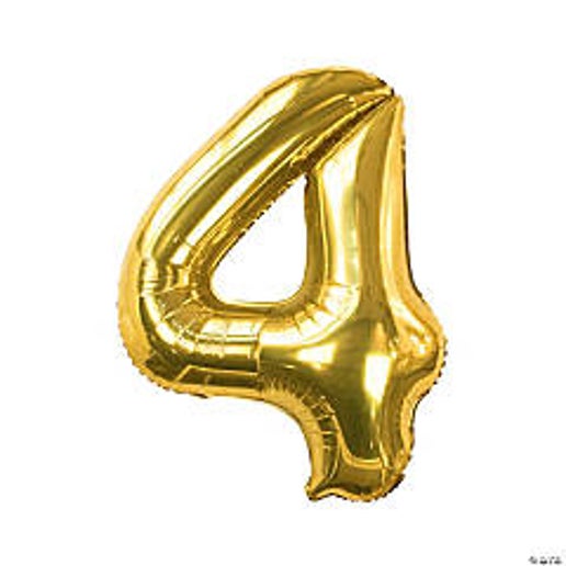 Gold Number 4 Foil Balloons or party decorations